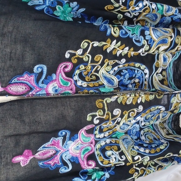 Catherines Embroidered Shrug, Black, Floral, Paisley, OSFA - Picture 2 of 7